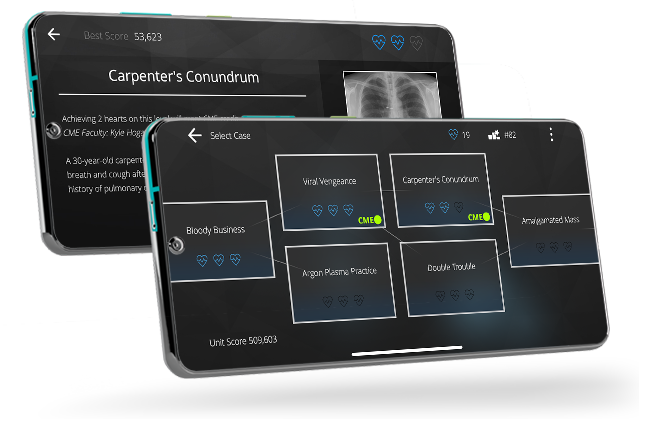 Pulm Ex Case Selection Menu and Carpenter's Conundrum Case Overview