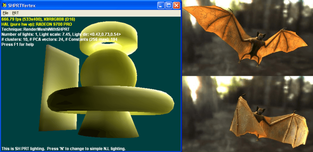 Various DirectX precomputed radiance transfer examples provided to game developers. 